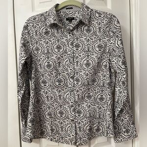 Talbots Black and White Button Down Shirt